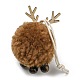 Décoration pendentif boule de cerf en peluche et bois sur le thème de noël(HJEW-E008-01D)-3