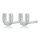 Pendientes con inicial de plata de ley chapada en rodio antideslustre 925(HI8885-21)-1