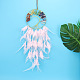 Tree of Life Wrapped Natural & Synthetic Mixed Stone Chips Woven Web/Net with Feather Decorations(PW-WG91800-06)-1