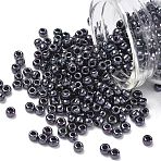 TOHO 6/0 Round Beads, Japanese Seed Beads, (90) Metallic Amethyst Gun Metal, 4mm, Hole: 1.5mm, about 840pcs/50g(SEED-XTR06-0090)