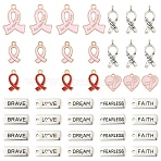 100Pcs 10 Styles Alloy Enamel Pendant Sets, Breast Cancer Themed Charms & Rectangle, Mixed Color, 8~21x7.5~20.5x1~4mm, Hole: 1.5~2mm, 10pcs/style(FIND-YW0006-82)