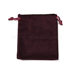 Velvet Jewelry Drawstring Storage Pouches, Rectangle, Dark Red, 12x10.5x0.4cm(ABAG-P013-02B-04)
