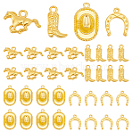 80Pcs 4 Tibetan Styles Alloy Pendants, West Cowboy, Mixed Shapes, Antique Silver & Golden, 14~22x11~21x2~5mm, Hole: 1.4~2.5mm, 20pcs/style(FIND-UN0004-28A)