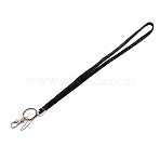 Polyester Card Holder Lanyard, with Resin Rhinestones and Alloy Lobster Clasp, Black, 458mm(OCOR-WH0020-12D)