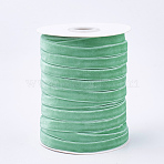Single Face Velvet Ribbon, Medium Aquamarine, 3/8 inch(9.5~10mm), about 50yards/roll(45.72m/roll)(SRIB-T004-01-15)