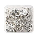 32Pcs 8 Styles Tibetan Style Alloy Charms, Antique Silver, 12.5~33x6.5~27.5x1.5~8mm, Hole: 1~3mm, 4pcs/style(TIBE-FP0001-07)