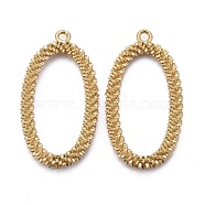 Brass Pendants, Long-Lasting Plated, Oval, Real 18K Gold Plated, 30x16x3mm, Hole: 1.6mm(KK-Z009-07G)