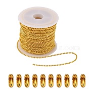 DIY Tag Chains Making Kit, Including Iron Ball Bead Chains, Soldered, with Spool, with Ball Chain Connectors, Golden, 1.5~5x1.5~2.5x1.5~2mm(DIY-YW0005-91)