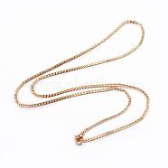304 Stainless Steel Curb Chain Necklaces, with Lobster Claw Clasps, Golden, 19.7 inch(50cm), 2mm(NJEW-P147-05G)