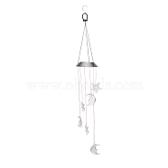 LED Solar Powered Star & Moon Wind Chime, Waterproof, with Resin and Iron Findings, for Outdoor, Garden, Yard, Festival Decoration, Clear, 825mm(HJEW-I009-15)