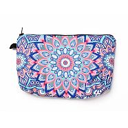 Polyester Tarp Zip Cosmetic Pouches, Rectangle with Flower Pattern, Cornflower Blue, 14.4x21.7x2.1cm(ABAG-G010-04C)