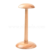 Wooden Dome Shaped Stem Hat Rack, for Wig, Hat Holder Display Stand, BurlyWood, 12.7~16.7x33.5cm(AJEW-I051-01B-01)