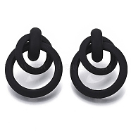 Spray Painted Eco-Friendly Iron Dangle Stud Earrings, with Raw(Unplated) Pins, Cadmium Free & Nickel Free & Lead Free, Black, 35.5~37x29.5mm, Pin: 0.8mm(X-EJEW-T009-03A-01-NR)