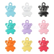 36Pcs 9 Colors Spray Painted Alloy Charms, Bear, Mixed Color, 14x10x2mm, Hole: 1.6mm, 4pcs/color(X1-FIND-LS0001-55)