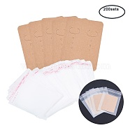Paper Earring Display Card, Rectangle, with OPP Cellophane Bags, Goldenrod, 67x50mm, 100x70mm(EDIS-YW0001-01)