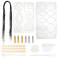 DIY Pendant Necalace Making, with Silicone Pendant Moulds, Transparent Plastic Round Stirring Rod, Birch Wooden Craft Ice Cream Sticks and Waxed Cotton Cord Necklace Makings, Mixed Color, 169x93mm(DIY-PH0026-15)