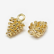 Brass Charms, PineCones, Real 18K Gold Plated, 12.5x7mm, Hole: 2mm(X-KK-N200-068)