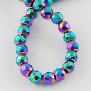 Non-magnetic Synthetic Hematite Beads Strands, Grade A, Faceted, Round, Multi-color Plated, 2x2mm, Hole: 1mm(G-Q890-2mm-6)