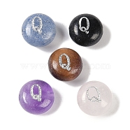 Natural Mixed Gemstone Beads, Flat Round with Letter, Letter Q, 8.5~9x5~5.5mm, Hole: 1.2mm(G-L524-20Q)