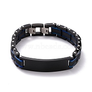 Ion Plating(IP) 304 Stainless Steel Rectangle Link Bracelet, Watch Bangle Bracelet for Women, Matte Gunmetal Color, 9-1/8 inch(23cm)(BJEW-B056-01)