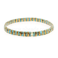Bohemian Style Rainbow Tila Glass Bead Woven Stripe Bracelet for Women(HA7493-1)