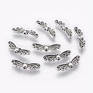 Tibetan Style Alloy Beads, Lead Free & Cadmium Free, Butterfly, Antique Silver, Size: about 7mm wide, 22mm long, hole: about 1mm(X-TIBEB-1331-AS-LF)