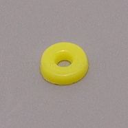 Opaque Acrylic Beads, Flat Round, Yellow, 6x1.5mm, Hole: 2mm, about 830pcs/bag(FIND-CJC0012-002B)