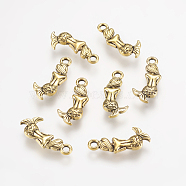Tibetan Style Alloy Mermaid Pendants, Cadmium Free & Nickel Free & Lead Free, Antique Golden, 20x9x2mm, Hole: 1.5mm(X-TIBEP-5402-AG-FF)
