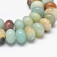Rondelle Natural Flower Amazonite Beads Strands, 10x6mm, Hole: 1mm, about 63pcs/strand, 15.5 inch(G-K094-10x6mm-A)