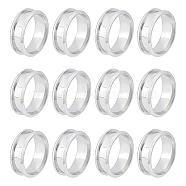 12Pcs Stainless Steel Grooved Finger Ring Settings, Ring Core Blank, for Inlay Ring Jewelry Making, Stainless Steel Color, US Size 9(18.9mm)(STAS-UN0038-94B)