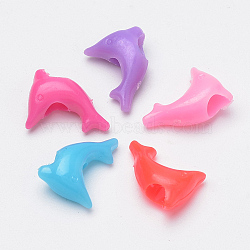 Plastic Beads, Dolphin, Mixed Color, 13.5x10x5.5mm, Hole: 3.5mm, about 2630pcs/500g(MACR-S272-44)