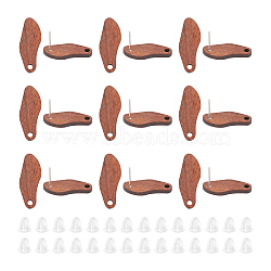 Unicraftale 30Pcs Camel Natural Wood Stud Earrings, with Steel Iron Pins & 60Pcs Plastic Ear Nuts, Twist, 22.5x9mm, Hole: 2mm, Pin: 0.7mm(EJEW-UN0002-33A)