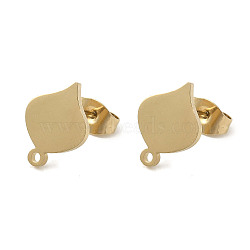 Ion Plating(IP) 304 Stainless Steel Stud Earring Findings, Rhombus, Golden, 12x9mm, Hole: 1.2mm, Pin: 0.7x11mm(STAS-I206-80G)