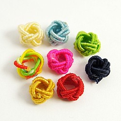 Handmade Nylon Cord Woven Elastic Beads, Round, Mixed Color, 6x5mm, Hole: 3mm(WOVE-D005-M)