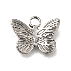 Non-Tarnish 304 Stainless Steel Charms, Butterfly, Stainless Steel Color, 12x15x3mm, Hole: 2mm(STAS-C059-04P-1)