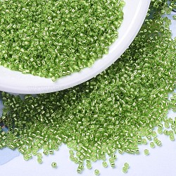 MIYUKI Delica Beads, Cylinder, Japanese Seed Beads, 11/0, (DB1206) Silver Lined Lime, 1.3x1.6mm, Hole: 0.8mm, about 2000pcs/10g(X-SEED-J020-DB1206)