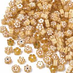 Glass Beads, Flower, Moccasin, 4~6x4~6x2~3mm, Hole: 1mm(GLAA-T019-16-A03)