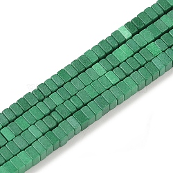 Natural Shoushan Stone Beads Stands, Dyed, Square, Green, 2.5x2.5x1~1.5mm, Hole: 0.5mm, about 239~289pcs/strand, 14.96~15.75''(38~40cm)(G-B098-02E)