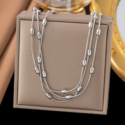 304 Stainless Steel Oval Snake Chain Necklaces, Stainless Steel Color, 46.97 inch(119.3cm)(NJEW-H046-03P)