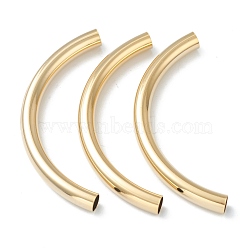 Brass Tube Beads, Long-Lasting Plated, Curved Beads, Tube, Real 24K Gold Plated, 67x6mm, Hole: 5mm(X-KK-Y003-88D-G)
