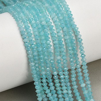 Natural Amazonite Beads Strands, Bicone, Faceted, 3x2mm, Hole: 0.6~0.7mm, about 194~196pcs/strand, 15.28~15.43 inch(38.8~39.2cm)