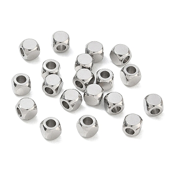304 Stainless Steel Spacer Beads, Cube, Tarnish Free, Stainless Steel Color, 4x4x4mm, Hole: 2mm
