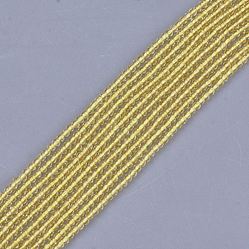 Synthetic Quartz Crystal Beads Strands, Dyed, Faceted, Star Cut Round Beads, Yellow, 2mm, Hole: 0.5mm, about 215pcs/strand, 14.7 inch