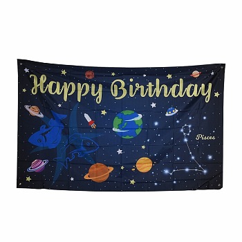 Constellation/Zodiac Sign Polyester Hanging Wall Tapestry, for Home Birthday Decoration, Blue, Pisces, 180x114x0.21cm, Hole: 9.8mm