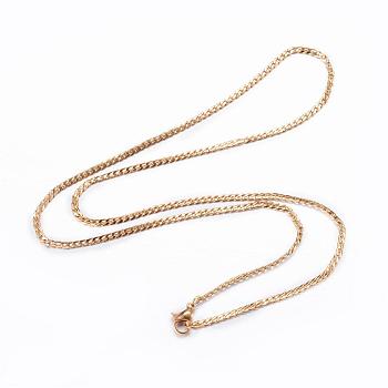 304 Stainless Steel Curb Chain Necklaces, with Lobster Claw Clasps, Golden, 19.7 inch(50cm), 2mm