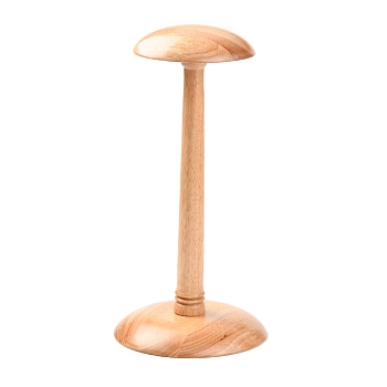 Wooden Dome Shaped Stem Hat Rack, for Wig, Hat Holder Display Stand, BurlyWood, 12.7~16.7x33.5cm