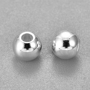 304 Stainless Steel Beads, Rondelle, Silver, 5x4mm, Hole: 2mm