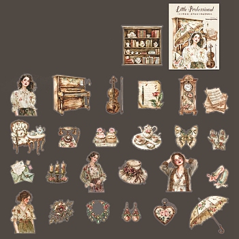 PET Stickers Set, Decorative Stickers, Professional Series, Brown, 32~75x17~75x0.1mm