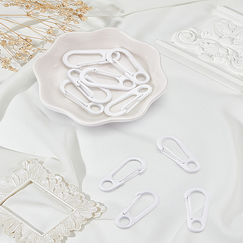 10Pcs Alloy Keychain Clasp Findings, Snap Hook Clasps, White, 31.5x14x7mm, Hole: 5.5mm