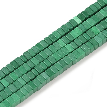 Natural Shoushan Stone Beads Stands, Dyed, Square, Green, 2.5x2.5x1~1.5mm, Hole: 0.5mm, about 239~289pcs/strand, 14.96~15.75''(38~40cm)